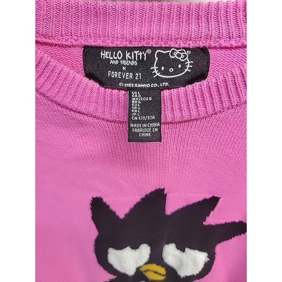 Forever 21 x Hello Kitty & Friends Badtz-Maru Pink Knit Sweater Pullover‎ Sz L - Picture 6 of 11